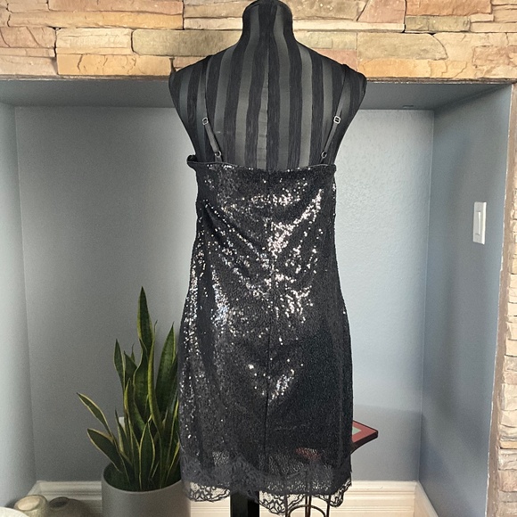 Y2K Babydoll Sequin Lace HOCO Dress Whimsigoth Grunge Witchy Party Black XXL - Picture 6 of 13